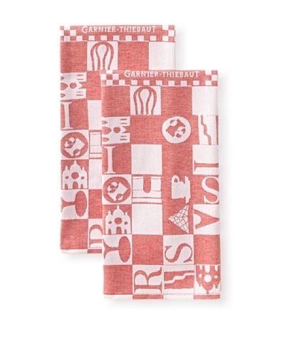 Garnier-Thiebaut Set of 2 Bistrot Kitchen Towels, Rouge