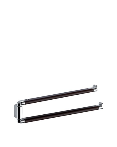 Gedy by Nameek's Odos Collection Double Swivel Towel Bar, Polished Chrome/Wenge