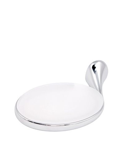 Gedy by Nameek's Mimosa Collection Wall-Mountable Glass Soap Dish, White/Polished Chrome