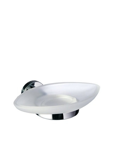 Gedy by Nameek’s Demetra Collection Wall-Mountable Glass Soap Dish, White/Polished Chrome