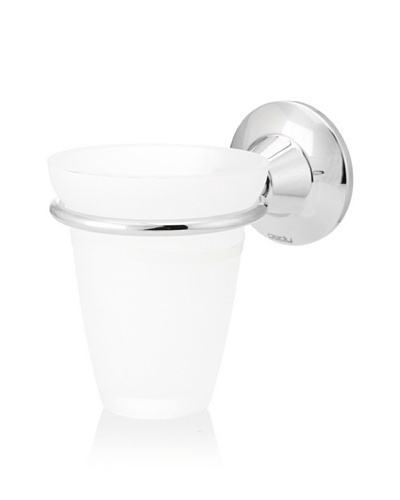 Gedy by Nameek’s Ascot Collection Wall-Mountable Tumbler/Toothbrush Holder, White/Polished Chrome