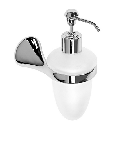 Gedy by Nameek's Mimosa Collection Wall-Mountable Glass Soap Dispenser, White/Polished Chrome