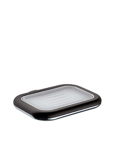 Gedy by Nameek's Odos Collection Wall-Mountable Soap Dish, White/Polished Chrome/Wenge