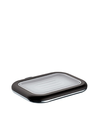 Gedy by Nameek’s Odos Collection Wall-Mountable Soap Dish, White/Polished Chrome/Wenge