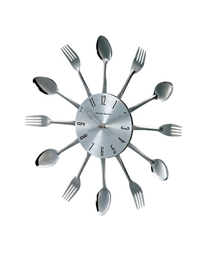 George Nelson Spoon Fork Clock, Silver