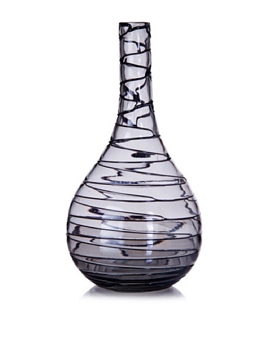 Smokey Black Stripe Teardrop Vase