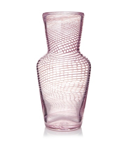 8″ Striped Vase, Light Pink/Clear