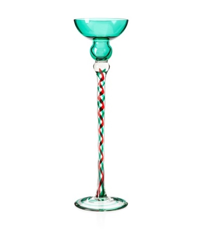 Glass Works Jozefina Holiday Green Candleholder 16″