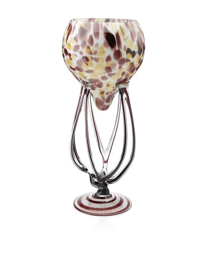 Glass Works Jozefina Drop Berry Beige, Amber & Amethyst 19.7″ Vase