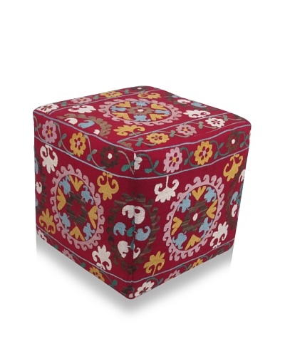 Momeni One-of-a-Kind Hand-Embroidered Suzani Ottoman