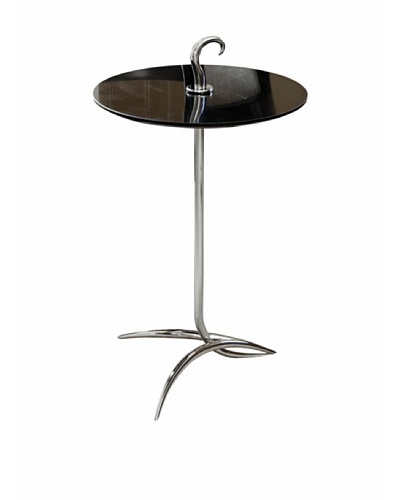 Global Views Nickel and Black Granite Hook Side Table