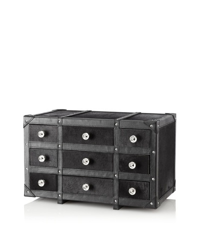 Global Views Black Hair on Hide Jewelry Box