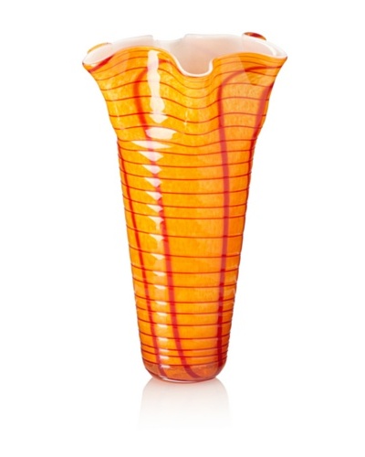 Global Views Glass Wild Fire Vase, Orange, Medium