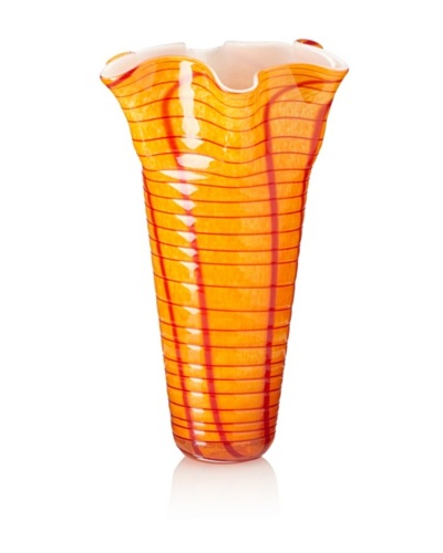 Global Views Glass Wild Fire Vase, Orange, Medium