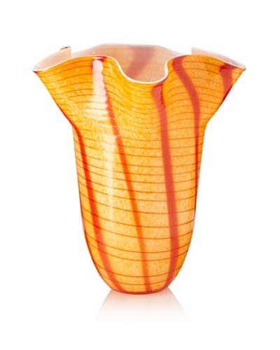 Global Views Glass Wild Fire Vase, Orange, Large