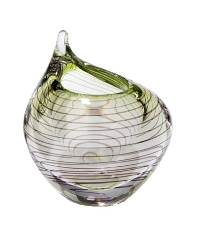 Global Views Green and Smoke Spiral Swoop Vase, Small