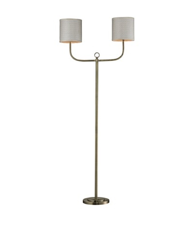 HGTV Home Double Armed Floor Lamp in Antique Brass Finish