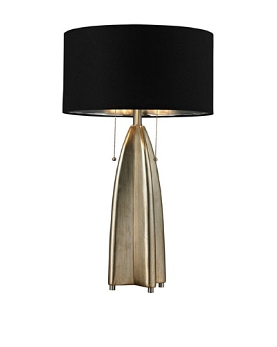 HGTV Home Gold Leaf Table Lamp with Black Shade