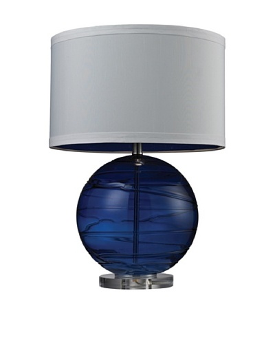 HGTV Home Sapphire Blue Mouth Blown Glass Table Lamp