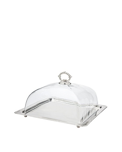 Godinger Square Tray with Glass Dome, Clear