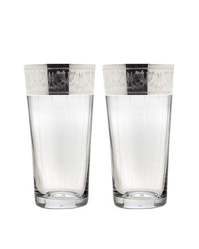 Godinger Set of 2 Heirloom Platinum Highball Glasses