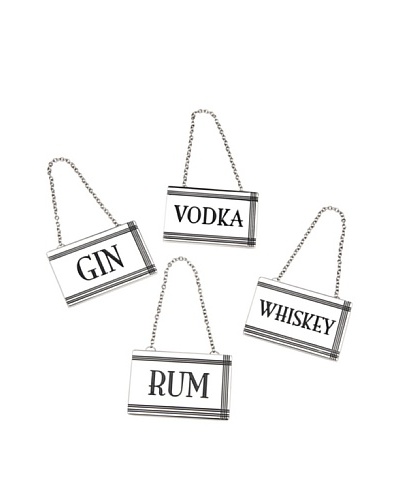 Godinger Set of 4 Rectangular Liquor Labels, Silver