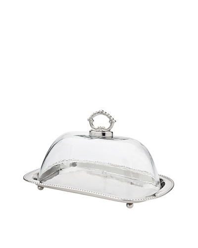 Godinger Oval Cheese Tray with Glass Dome, Silver