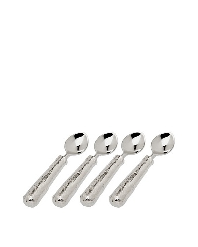 Godinger Set of 4 Lava Dessert Spoons, Silver