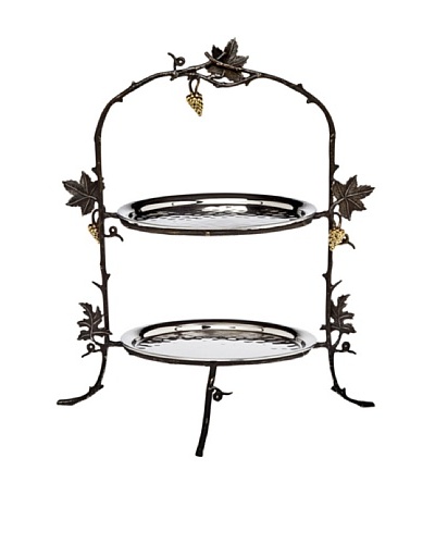 Godinger 2-Tier La Vigna Server, Silver/Brass