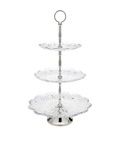 Godinger 3-Tier Dublin High Server, Clear/Silver