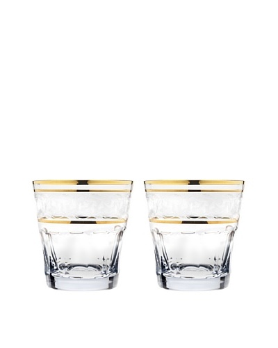 Godinger Set of 2 Somerset Gold Band Double Old Fashioned Glasses