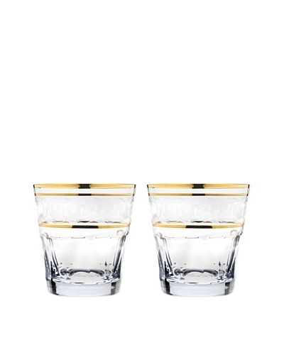 Godinger Set of 2 Somerset Gold Band Double Old Fashioned Glasses