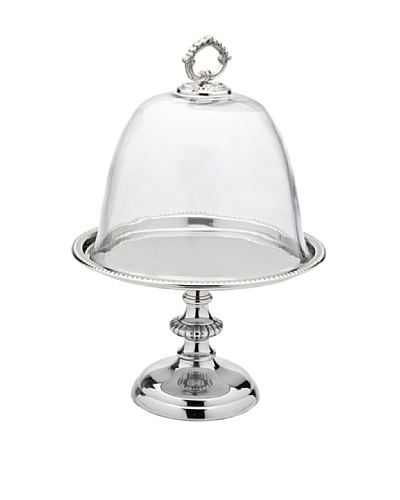 Godinger Round Pedestal Tray with Glass Dome, Silver