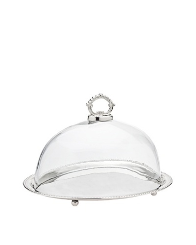Godinger Oval Tray with Glass Dome, Silver