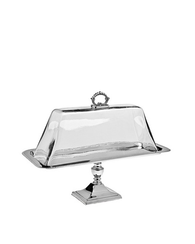 Godinger Pedestal Tray Glass Dome, Nickel