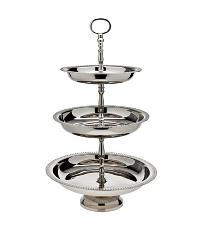 Godinger 3-Tier Server Round Plates, Silver