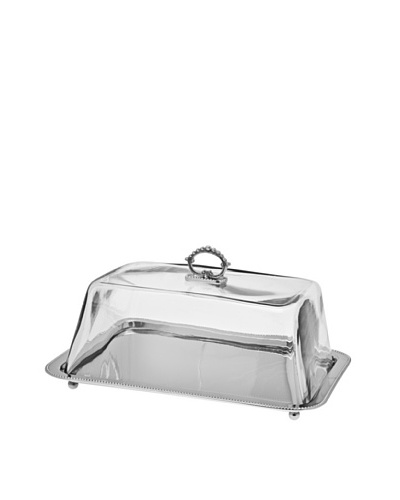 Godinger Rectangular Tray with Glass Dome, Silver