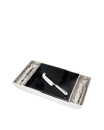 Godinger Lava Marble Cheese Board with Knife, Silver