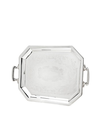 Godinger Octagonal Embossed Handled Tray, Silver