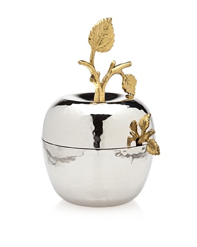 Godinger Leaf Design Apple Jam/Honey Jar with Spoon, Silver/BrassAs You See