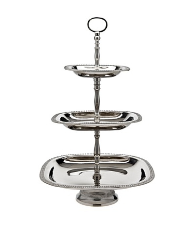 Godinger 3-Tier Server Square Plates, Silver