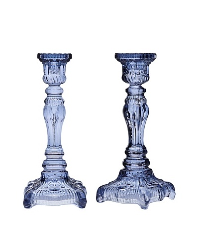 Godinger Pair of Yorktown Candlesticks, Blue