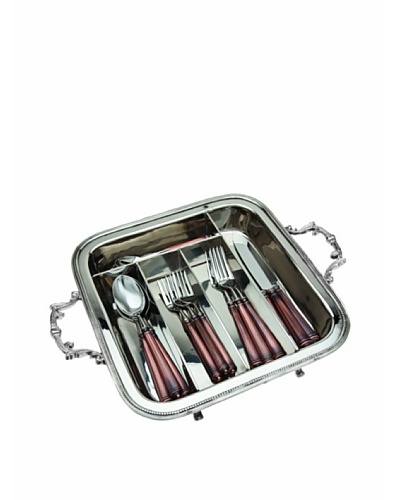 Godinger Beaded Edge Flatware Caddy, Silver