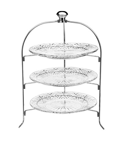 Godinger 3-Tier Dublin Serving Rack, Clear/Silver