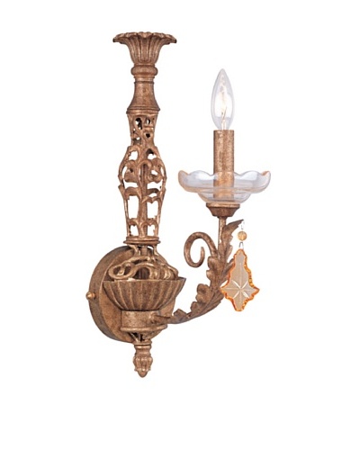 Gold Coast Lighting Etruscan Gold Wrought Iron with Golden Teak Cut Glass Sconce