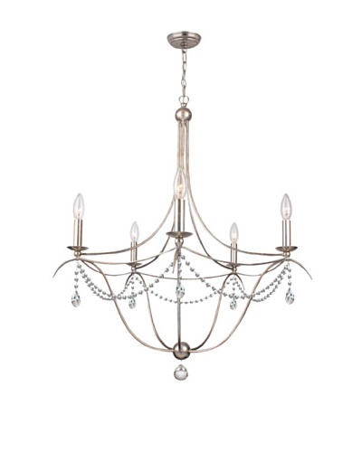 Gold Coast Lighting Antique Silver Chandelier draped with Hand Cut Crystals