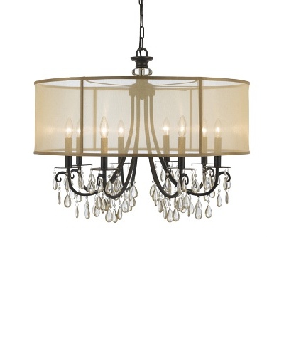 Gold Coast Lighting English Bronze Chandelier Accented with Etruscan Smooth Oyster Crystals