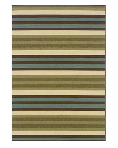 Granville Rugs Monterey Indoor/Outdoor Area Rug [Green/Blue/Cream/Brown]