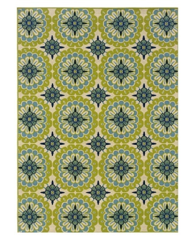 Granville Rugs Coastal Indoor/Outdoor Area Rug [Ivory/Blue/Green]