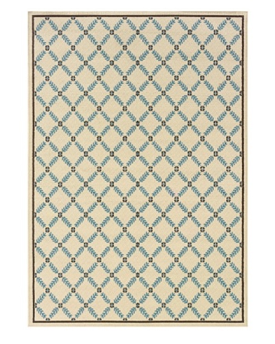 Granville Rugs Coastal Indoor/Outdoor Area Rug [Ivory/Blue/Brown]